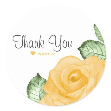 Yellow Rose  Elegant Party Favor Classic Round Sticker
