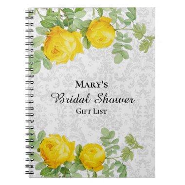 Yellow Rose Bridal Shower Gift List Notebook