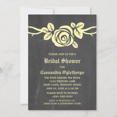 Yellow Rose Chalkboard Bridal Shower Invite