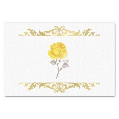 Yellow Rose & Elegant Gold Birthday Party Tissue Paper