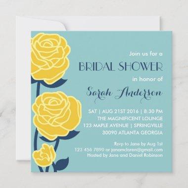 Yellow Rose Spring Flower Bridal Shower Invitations