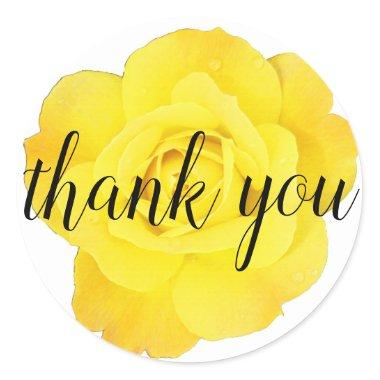 Yellow Rose Thank You Floral Big Letters Cool Cute Classic Round Sticker
