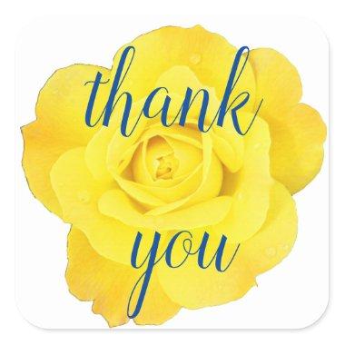 Yellow Rose Thank You Floral Weddings Birthdays Square Sticker