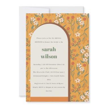 Yellow Rust Groovy Retro Arch Floral