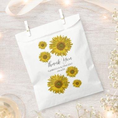 Yellow Scattered Sunflowers Wedding Thank You Favor Bag