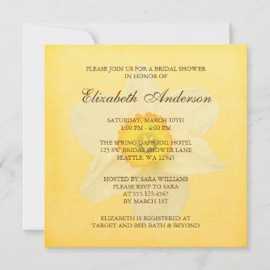 Yellow Spring Daffodil Flower Bridal Shower Invitations