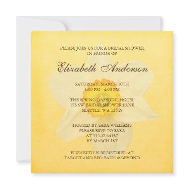 Yellow Spring Daffodil Flower Bridal Shower Invitations