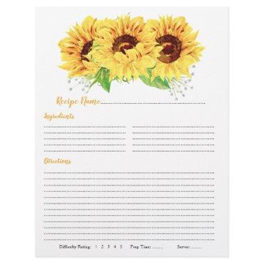 Yellow Sunflower Binder Recipe Inserts