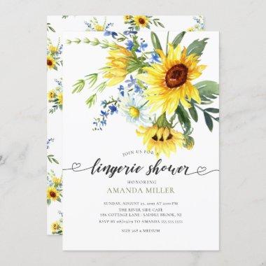 Yellow Sunflower Bridal Lingerie Shower Invitations