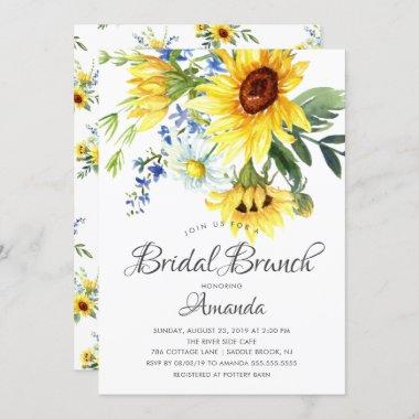 Yellow Sunflower Bridal Shower Brunch Invitations