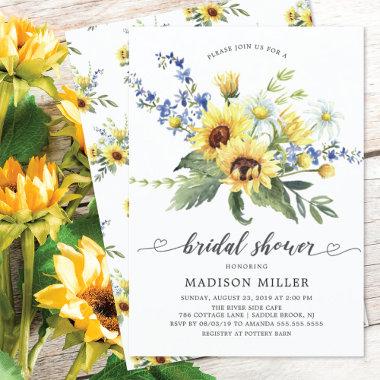 Yellow Sunflower Bridal Shower Invitations