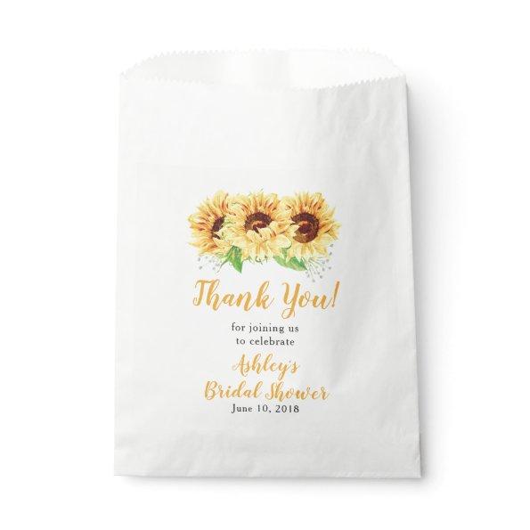 Yellow Sunflower Bridal Shower Thank You Favor Bag