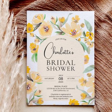 Yellow sunflower floral arch chic bridal shower Invitations