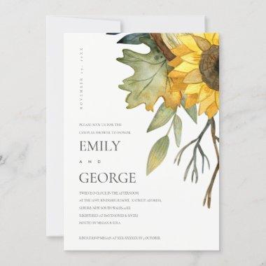 YELLOW SUNFLOWER FLORAL COUPLE SHOWER Invitationsp Thank You Invitations