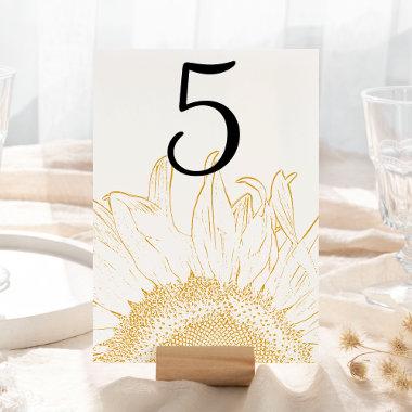 Yellow Sunflower Graphic Table Numbers