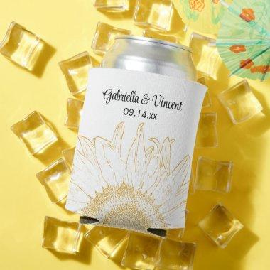 Yellow Sunflower Graphic Wedding Favor Can Cooler