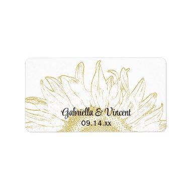 Yellow Sunflower Graphic Wedding Label