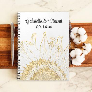 Yellow Sunflower Graphic Wedding Notebook