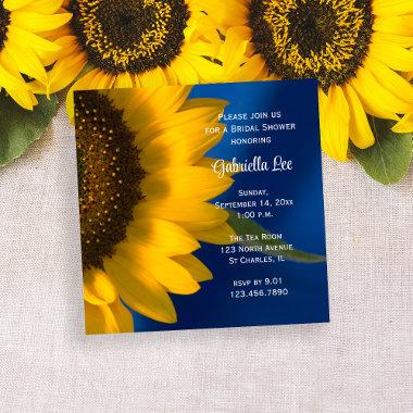 Yellow Sunflower on Blue Bridal Shower Invitations