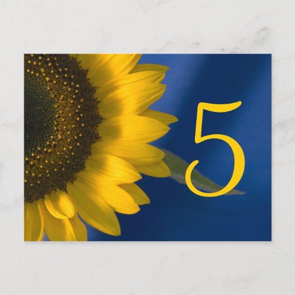 Yellow Sunflower on Blue Table Number