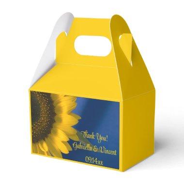 Yellow Sunflower on Blue Wedding Favor Boxes
