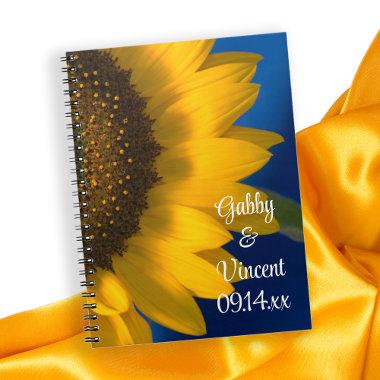 Yellow Sunflower on Blue Wedding Notebook
