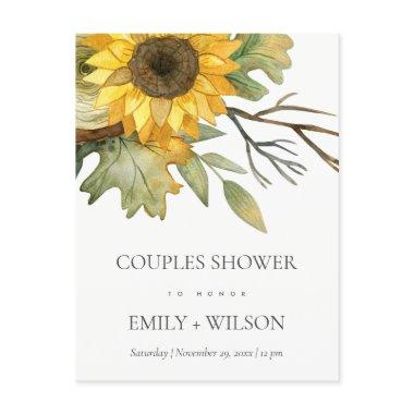YELLOW SUNFLOWER WATERCOLOR FLORAL COUPLES SHOWER INVITATION POST