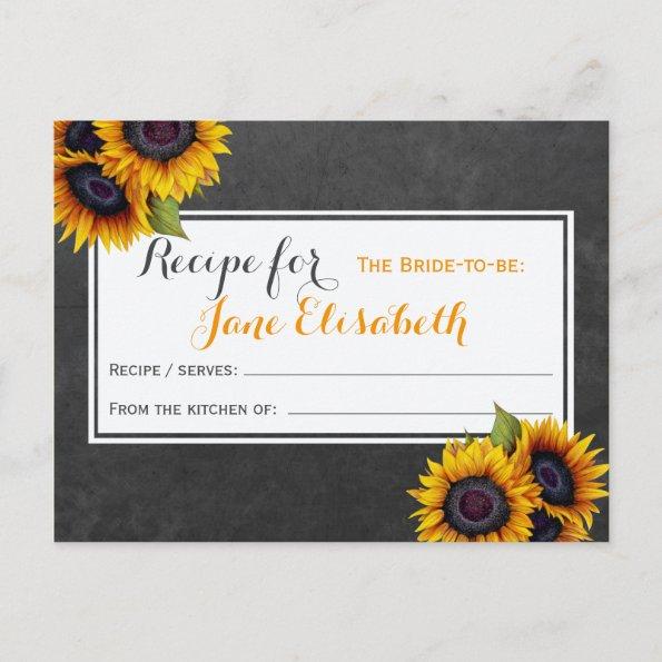 Yellow sunflowers chic bride to be recipe Invitations