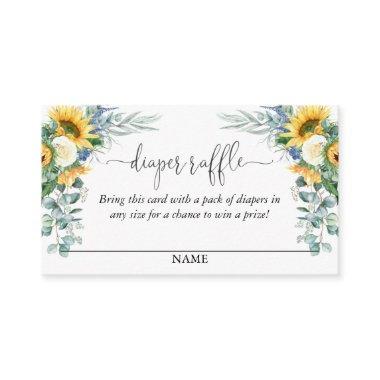 Yellow Sunflowers Floral Diaper Raffle Script Text Enclosure