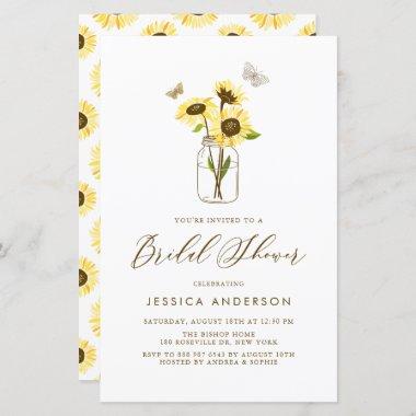 Yellow Sunflowers in Jar Bridal Shower Invitations