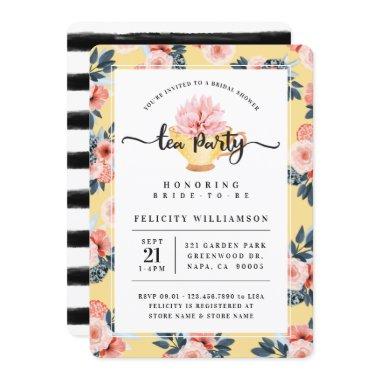 Yellow Teacup Tea Party Bridal Shower Invitations