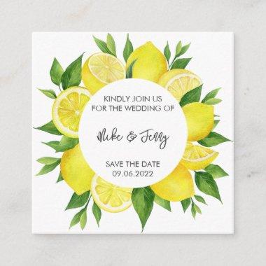 Yellow Tropical Lemon Citrus Monogram Wedding Enclosure Invitations