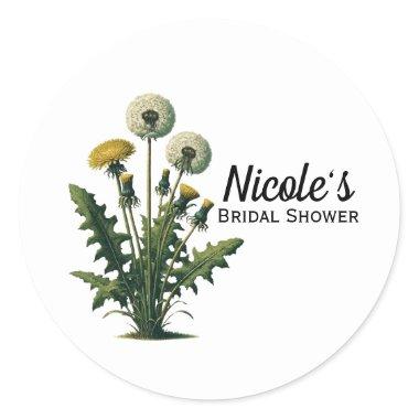 Yellow Vintage Dandelion Flowers  Classic Round Sticker