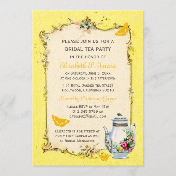 Yellow Vintage French Bridal Tea Party Invitations