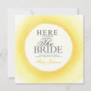 Yellow Watercolor Bridal Shower Party Invite