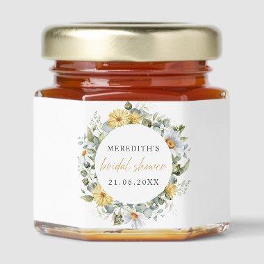 Yellow Watercolor Daisies Wildflower  Honey Jar Favors