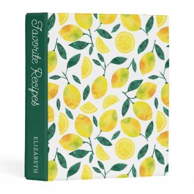 Yellow Watercolor Lemon | Recipe Book Mini Binder