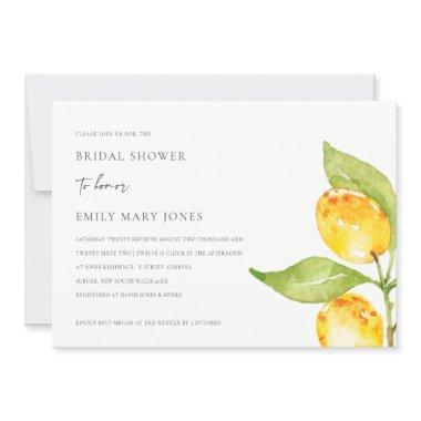 YELLOW WATERCOLOUR FOLIAGE OLIVE BRIDAL SHOWER Invitations