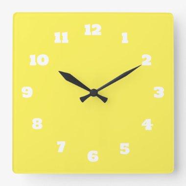 Yellow White Colorful Bright Custom Color Decor Square Wall Clock