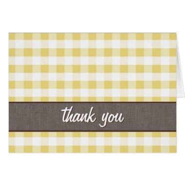 Yellow & White Gingham Canvas Thank You Invitations