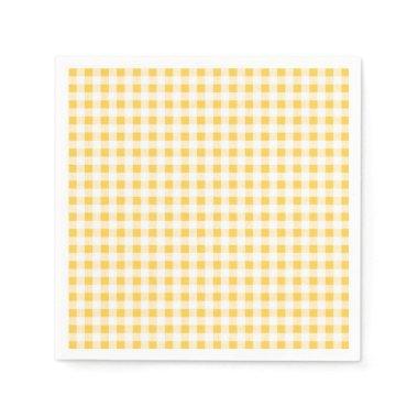 Yellow White Gingham Pattern, Your Monogram Napkins