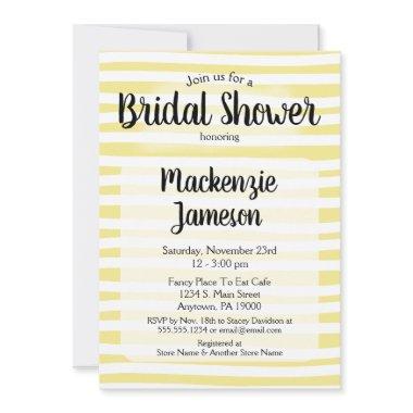 Yellow White Stripes Bridal Shower Invitations