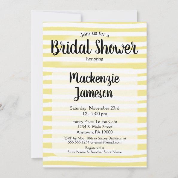 Yellow White Stripes Bridal Shower Invitations