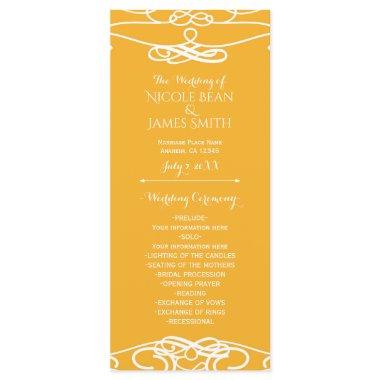 Yellow & White Vintage Elegant Wedding Program