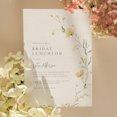 Yellow Wildflower Elegant Boho Bridal Shower Photo Invitations