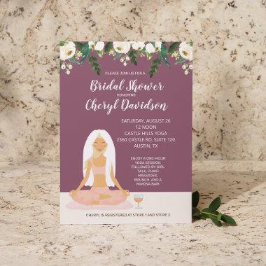 Yoga Bride Bridal Shower Burgundy Invitations