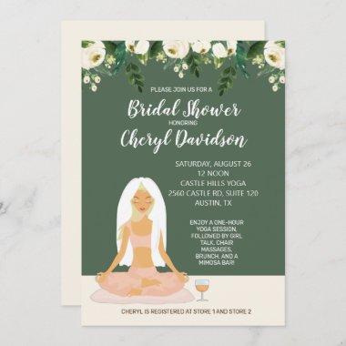 Yoga Bride Bridal Shower Greenery and Roses Invitations