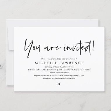 You are invited, Modern Casual Bridal Shower Invitations