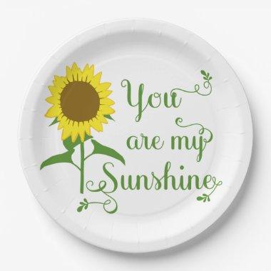 You Are My Sunshine Yellow Floral Sunflower Paper Plates