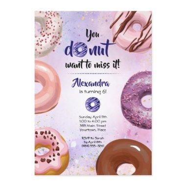 You Donut Want to Miss It Birthday Party Invitatio Invitations